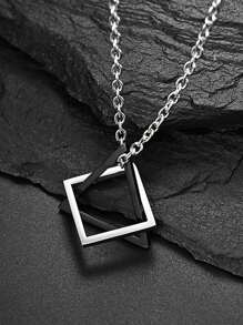 1pc Men's Triangle And Square Composite Pendant Necklace - Multicolor - View 1