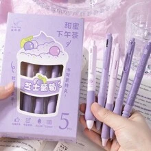 悅燕高級簡約圆珠笔套装,5支-6支 - 紫色 - 查看 3