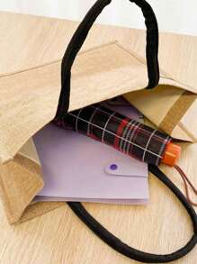 大容量,防水,便攜的海灘信封假日包,老闆包,女式時尚帆布手提袋帶拉鍊,適用於青少年女孩,女大學生,白領工作者,教師適用於學校,大學,工作,商務,通勤,戶外,旅行,外出,假期,教師節 - 卡其色 - 查看 3