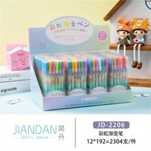 2 Paquetes de Bolígrafos de Colores Arcoíris con 12 Piezas de colores Variados 0.8mm  , Lapicero para escribir , Bolígrafo , plumón , Útiles escolares para la escuela , colores pasteles para niñas y niños , lapiceros - Multicolor - Ver 3