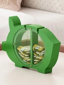 1pc Green Personalized Pig Shaped Money Box Desktop Decoration - Green - View 4