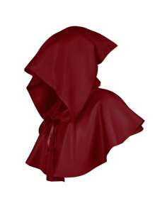 1 件套男式短款紅色連帽斗篷,非常適合萬聖節活動 - 酒紅色 - 查看 2