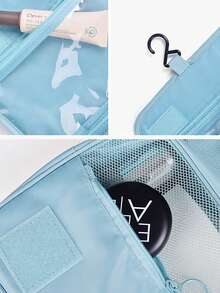 可折疊掛式旅行化妝包，1入大容量透氣時尚的洗漱袋浴室淋浴袋，帶隔板多功能化妝品組織袋小提包化妝刷存儲包，適用於唇膏，化妝刷，手機，等，適用於家庭，旅行和學校，化妝袋化妝包護膚品化妝品牙刷收納包，旅行必備用品，豪華郵輪必備用品，宿舍必備用品，婚禮伴娘禮物，媽媽禮物，生日禮物，朋友和老師禮物，家居裝飾，浴室客廳臥室裝飾，浴室組織，珠寶收納盒，唇油收納盒，指甲油收納盒，化妝品收納盒，化妝箱 - 藍色 - 查看 9