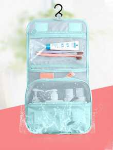 可折疊掛式旅行化妝包，1入大容量透氣時尚的洗漱袋浴室淋浴袋，帶隔板多功能化妝品組織袋小提包化妝刷存儲包，適用於唇膏，化妝刷，手機，等，適用於家庭，旅行和學校，化妝袋化妝包護膚品化妝品牙刷收納包，旅行必備用品，豪華郵輪必備用品，宿舍必備用品，婚禮伴娘禮物，媽媽禮物，生日禮物，朋友和老師禮物，家居裝飾，浴室客廳臥室裝飾，浴室組織，珠寶收納盒，唇油收納盒，指甲油收納盒，化妝品收納盒，化妝箱 - 藍色 - 查看 6