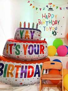 1 Globo Decorativo Para Tarta De Cumpleaños De 3 Capas, Grande, 41 Pulgadas - Nuevo pastel de tres capas. - Ver 3