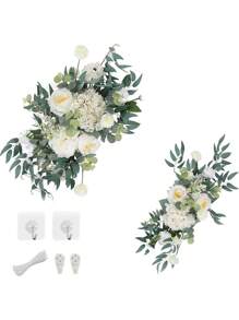 Faux Flower Swag Set Of 2 For Wedding Welcome Signs Floral Decorations And Wedding Reception Ceremony Signs Bridal Shower Centerpieces Decor,Wedding Arch Flowers Wedding Flowers Swag For Wedding Background Decoration,Chair Back Decoration Valentine'S Day Mother'S Day Gift