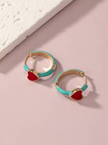 1對時尚簡約精美多功能彩色手工油滴心形耳釘 - 彩色的 - 查看 4