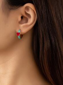 1對時尚簡約精美多功能彩色手工油滴心形耳釘 - 彩色的 - 查看 2