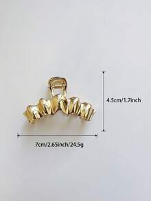 1 cái Vuốt tóc thiết kế dạng sóng kim loại, Vuốt tóc nhỏ để cố định kiểu tóc đuôi ngựa hoặc tóc buộc nửa - Vàng - Xem 4