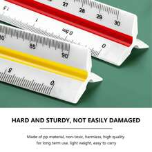 1PC White Center Line Yellow Architectural Scale Ruler Aluminum Architect Scale Triangular Scale Ruler For Architects, Draftsman, Students And Engineers, - White - View 5