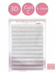 1盒480片，預製扇形，簇狀睫毛，3D，捲曲C，厚度0.1mm，自然柔軟，手工嫁接假睫毛