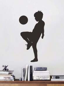 Boy Playing Soccer Wall Sticker Home Room Decor Decal - Black - View 1