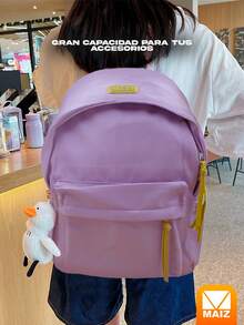 Mochila Escolar y de viaje amplia con porta botella - Azul - Ver 2