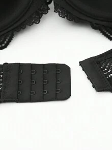 BINNYS Lace Push-up Bra With Cross Straps And Underwire - Black - View 5
