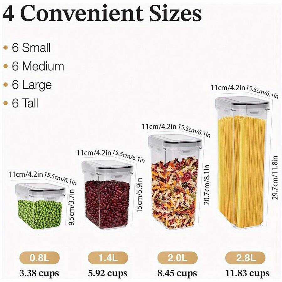 24pcs Thickened Grain & Cereal Airtight Storage Container, Transparent