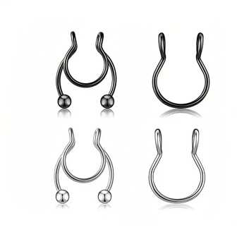 4pcs Fake Nose Ring Set