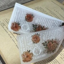 10款復古植物主題剪貼簿材料,半透明硫酸紙,不黏貼,白色印花花朵和字母設計,diy裝飾背景,拼貼剪切,30張 - 彩色 - 查看 2