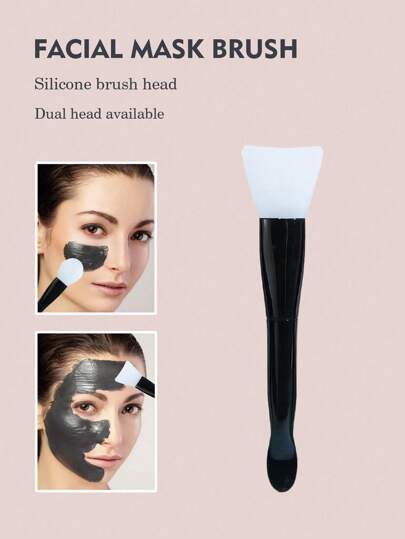 Dual End Silicone Face Mask Applicator, 1pc Soft Silicone Face Scrubber Makeup Beauty Brush Tools for Clay, Cream, Gel, and Mud Facial Masks