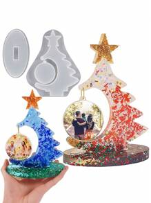 2 Khuôn Nhựa Cho Khung Ảnh, Khuôn Silicon Lớn, Khuôn Nhựa Hình Cây Thông Noel Để Đúc Epoxy, Làm Đồ Thủ Công Độc Đáo & Khuôn Khung Giáng Sinh Nghệ Thuật Để Trang Trí Bàn & Quà Tặng Gia Đình - trắng - Xem 1