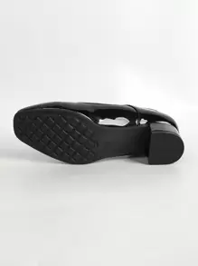 Giày công sở mũi vuông thoải mái thường ngày cho nữ có khóa cài bằng đá giả, đế dày mềm mại - màu đen - Xem 7