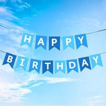 Happy Birthday Decoration Bunting Banner With Colorful Letters For Birthday Party Celebration,Christmas - Blue - View 4