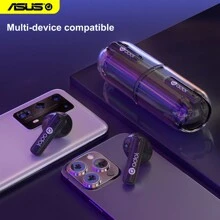 ASUS 黑色無線耳機帶降噪,生活防水,風格,支撐獨立的聯繫的單和雙耳朵,自動,簡單一觸式操作,充電盒帶長款電池生活 - 黑色 - 查看 1