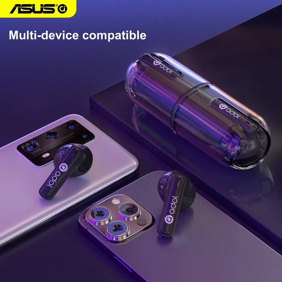 ASUS 黑色無線耳機帶降噪,生活防水,風格,支撐獨立的聯繫的單和雙耳朵,自動,簡單一觸式操作,充電盒帶長款電池生活 - 黑色 - 查看 1