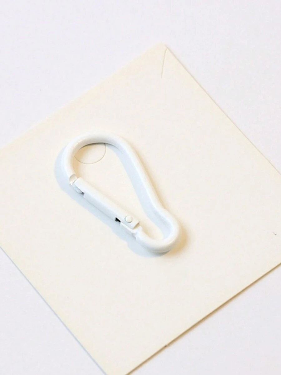 1pc Unisex Gourd-shaped Painted D-shaped Aluminum Alloy Keychain Accessory, Suitable For Key, Water Bottle, Backpack - White - View 1