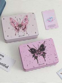 Caja De Almacenamiento Con Patrón De Mariposa Morada - Morado - Ver 5