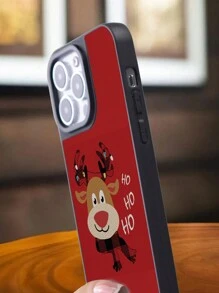 1pc Christmas Reindeer Pattern Phone Case Compatible With Iphone 15/iphone 15 Pro Max/14/13/12/11 - Multicolor - View 5