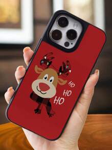 1pc Christmas Reindeer Pattern Phone Case Compatible With Iphone 15/iphone 15 Pro Max/14/13/12/11 - Multicolor - View 2