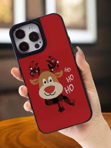 1pc Christmas Reindeer Pattern Phone Case Compatible With Iphone 15/iphone 15 Pro Max/14/13/12/11 - Multicolor - View 4
