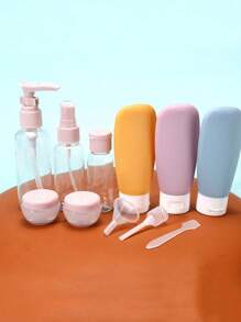 Set di bottiglie ricaricabili da viaggio, con spray, lozione, shampoo, gel doccia, tubi, contenitori cosmetici vuoti per liquidi portatili, set di attrezzi per viaggi, essenziali da viaggio, organizzatore da viaggio per spiaggia, vacanze estive, ritorno a scuola, forniture scolastiche, vacanze, campeggio, accessori essenziali per vacanze, mini profumo per donna e uomo - Multicolore - Visualizzare 2