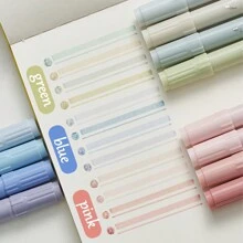 8入組高容量莫蘭迪漸層色雙頭荧光筆 - 藍色 - 查看 1
