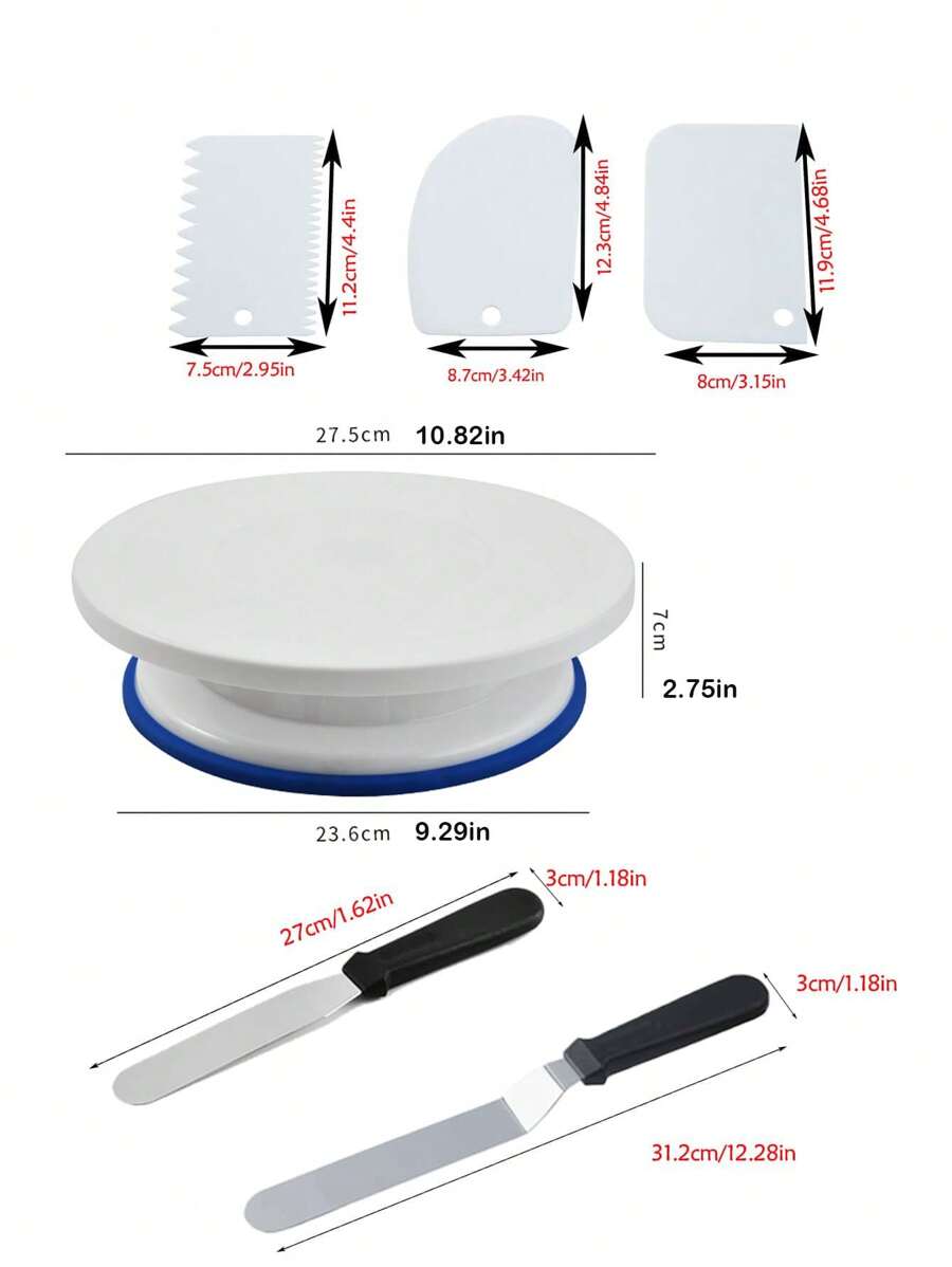 6Pcs/Set Cake Decorating Tools With 1 Rotating Cake Spinner 2 Cake