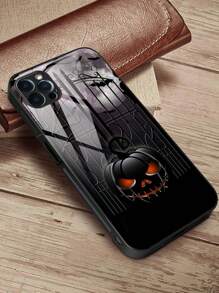 A Black Phone Case With Shockproof And Scratch-Resistant Soft TPU Frame, Glass Hard Shell, And Personalized Dark Style Mobile Phone Protective Cover