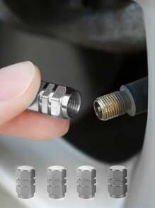 4pcs Gray Aluminum Alloy Tire Valve Cap Cover For Car Wheel