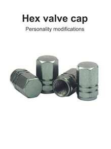 4pcs Gray Aluminum Alloy Tire Valve Cap Cover For Car Wheel