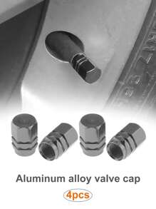 4pcs Gray Aluminum Alloy Tire Valve Cap Cover For Car Wheel
