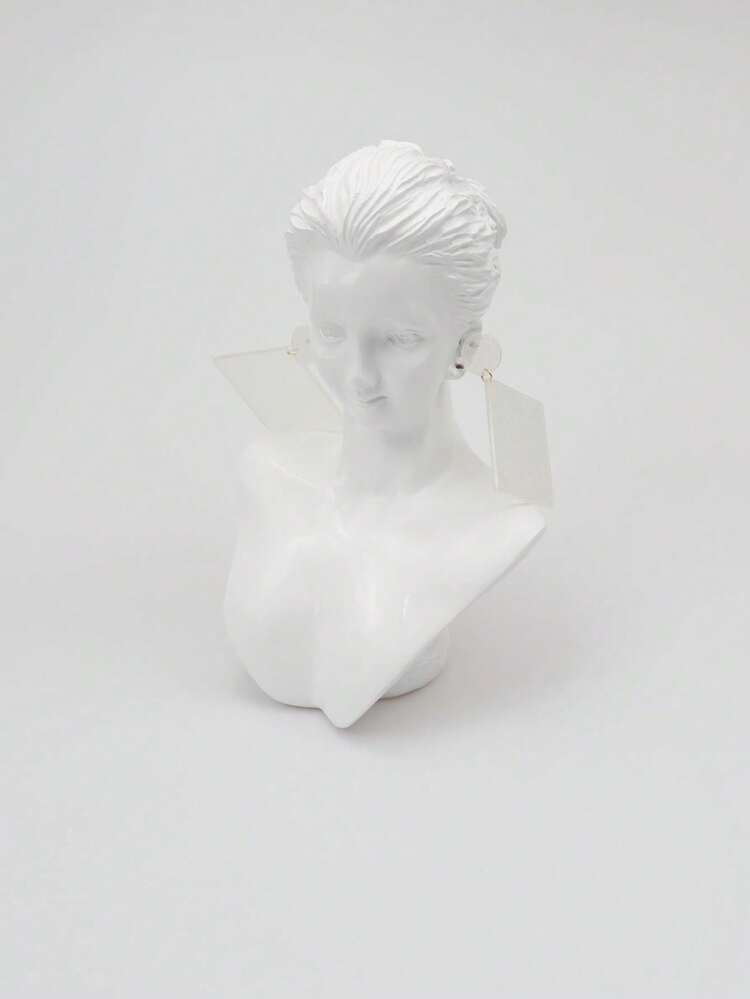 1 đôi bông tai acrylic họa tiết hình học màu bạc với phong cách Châu Âu và Mỹ cá tính và thời trang - Bạc - Xem 2