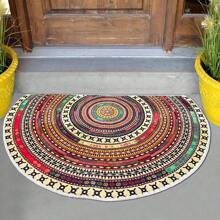 1 Tấm Thảm Cửa Hình Bán Tròn Phong Cách Bohemian Màu Đỏ, Thảm Chống Trượt Cầu Vồng, Thảm Chống Trượt Nhiều Màu Sắc, Có Thể Giặt Bằng Máy, Thích Hợp Cho Cửa Trong Nhà/Ngoài Trời, Hành Lang, Phòng Tắm, Phòng Ngủ, Nhà Bếp, Thảm Khu Vực, Đồ Trang Trí Nhà Giáng Sinh, Trang Trí Phòng - Đỏ - Xem 3