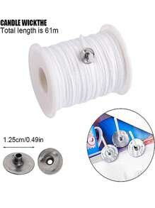 1 Set Candle Wicks, 24 Packs Natural Candle Wick Spool With 100 Metal Candle Wick Sustainer Tabs For Candle Making Diy Crafts Kit, 610cm/240in - White - View 2