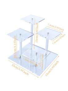 1pc Acrylic Multilayered Display Stand For Cosmetics, Perfume, Toys, Cupcake, Jewelry Or Other Collections - Transparent-square-4 booths - View 5