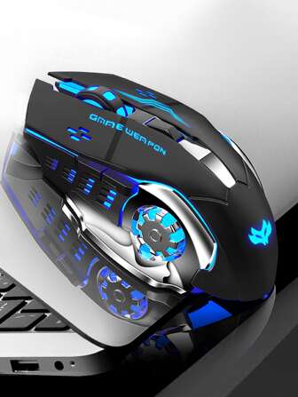 1pc 2.4g Wireless Rechargeable Silent Gaming Mouse With Type-c Charging Port Rgb Backlit For Office & Home Use, Compatible With Laptop Desktop Computer