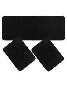 Set Of 3 Non-Slip Kitchen Mats, Low Pile, Washable - màu đen - Xem 2