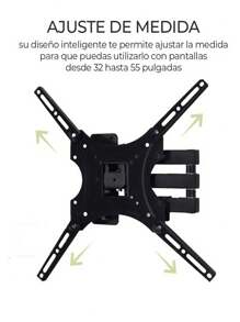 Soporte Metalico Pared TV Pantalla  de 32 a 55 Pulgadas - Negro - Ver 3