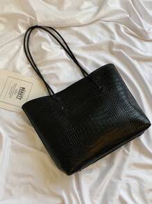 Mini Portable Crocodile Printed Crocodile Embossed Shoulder Tote Bag With Inner Pouch,For Women,Rookies & White-Collar Workers,For Lady,For Female,For Teacher Gifts For Business/Commute/Work/Office,For Festivals/Vacation/Holiday,School Bag Set,Lightweight,Portable,Large Capacity,Business Casual,For Teen Girls Women College Students,Perfect For Office,College,Middle School,High School,Work,Business,Commute,Stadium,Sports,Shopping,Holiday, School Supplies, School Bag, School Handbag, School Tote Bag, School Bookbag, Back To School Bags, Waterproof, Suitable For Teen Girls Women College Students, White-Collar Workers, Perfect For Back To School, First Day Of School