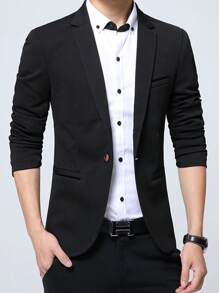 Premium Slim Fit Men's Embroidered Blazer Jacket With Lining - Black - View 1