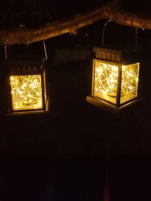 太阳能户外防水宫灯带 LED 风光，星光串氛围灯和壁挂式阳台景观装饰灯，适用于庭院、小路、庭院、露台的户外花园照明 - 黑色 - 查看 4