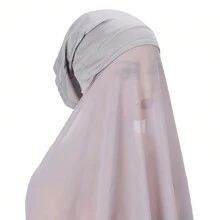 1pc Plain Women's Chiffon Hooded Hijab Ready To Wear Windproof Outdoor Sunscreen Abaya Accessories Women Veil